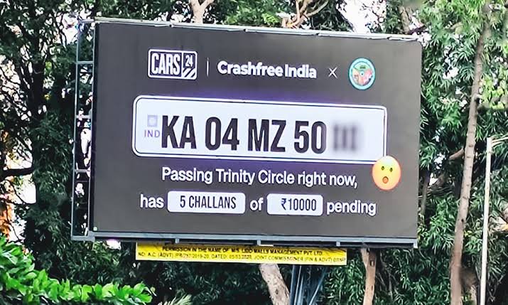 The AI challan billboard at Trinity Circle, Bengaluru