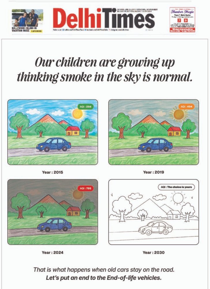 Delhi Times front page: Our children are growing up thinking smoke in the sky is normal